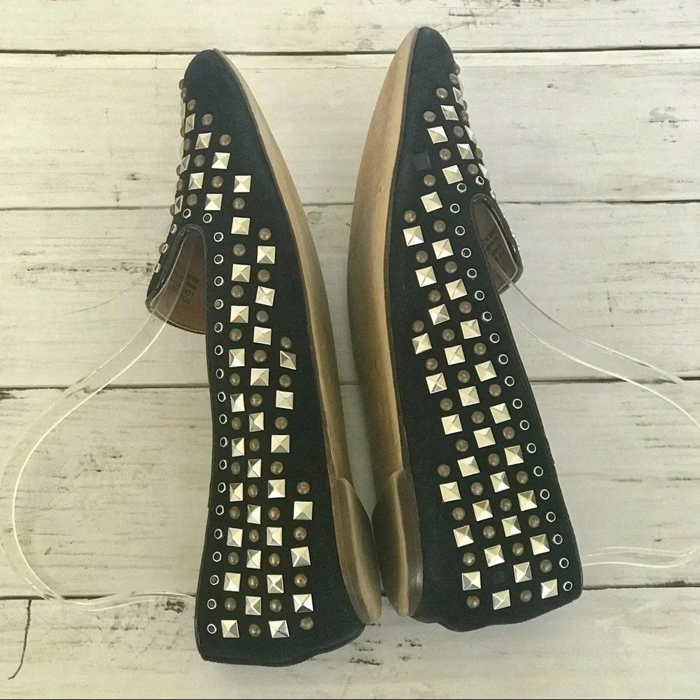 J. Crew Studded Black Suede Flats
